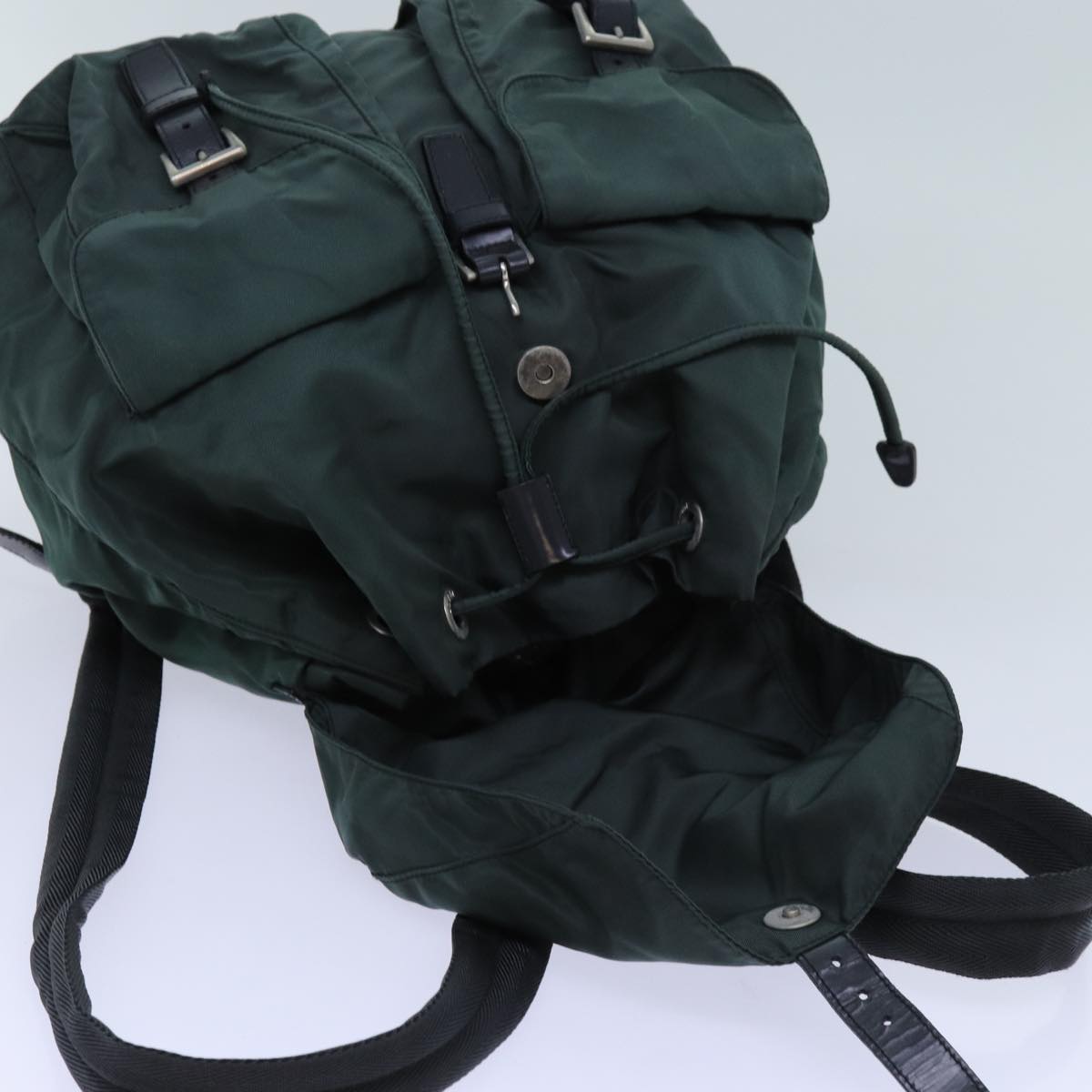 PRADA Backpack Nylon Green Auth 71859