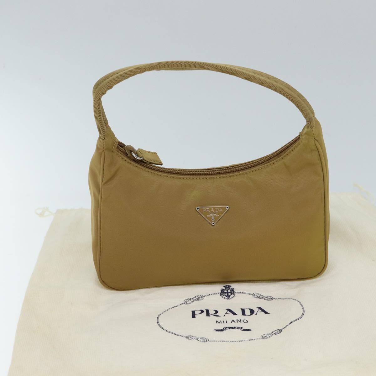 PRADA Hand Bag Nylon Brown Auth 71861