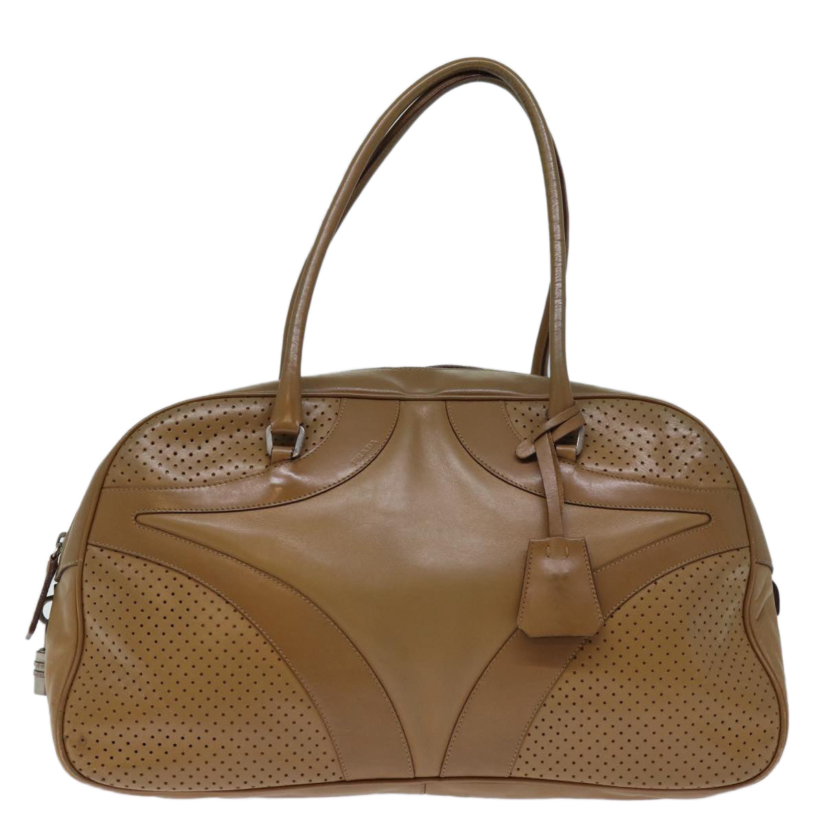 PRADA Shoulder Bag Leather Beige Auth 71863