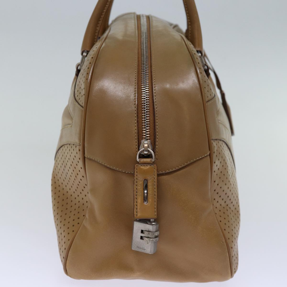 PRADA Shoulder Bag Leather Beige Auth 71863