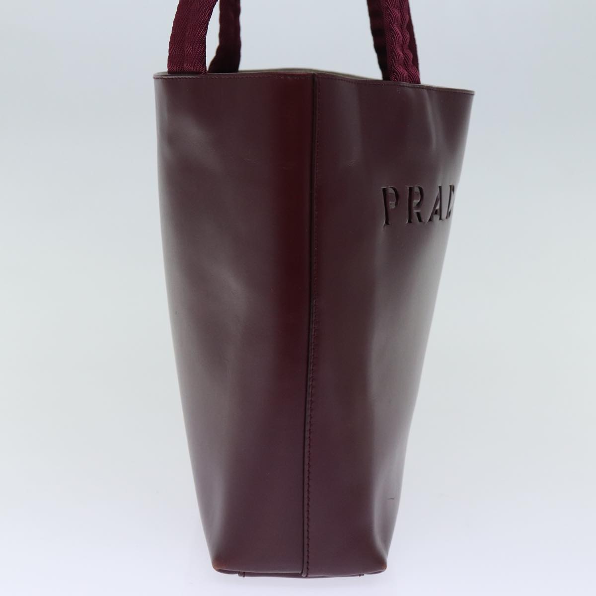 PRADA Hand Bag Leather Bordeaux Auth 71872