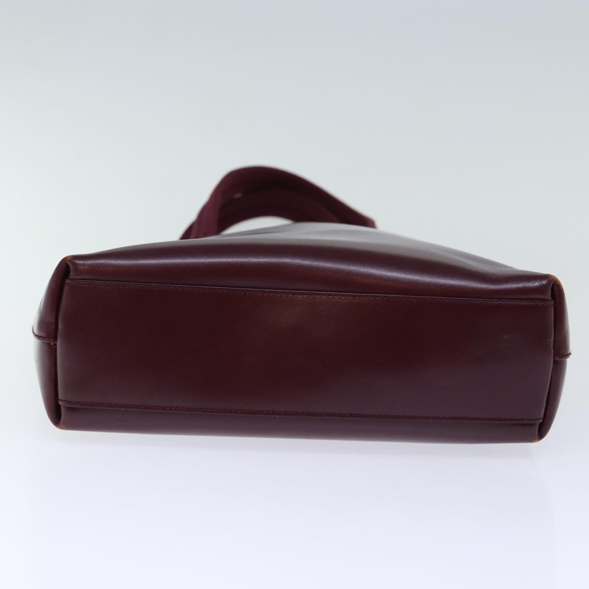 PRADA Hand Bag Leather Bordeaux Auth 71872