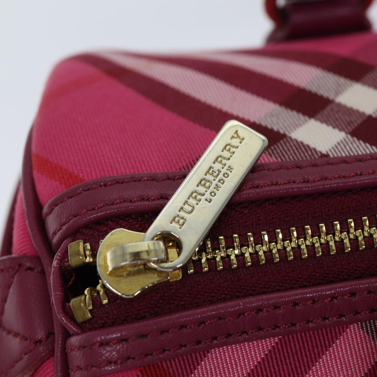 BURBERRY Nova Check Blue Label Hand Bag Canvas Pink Auth 71873