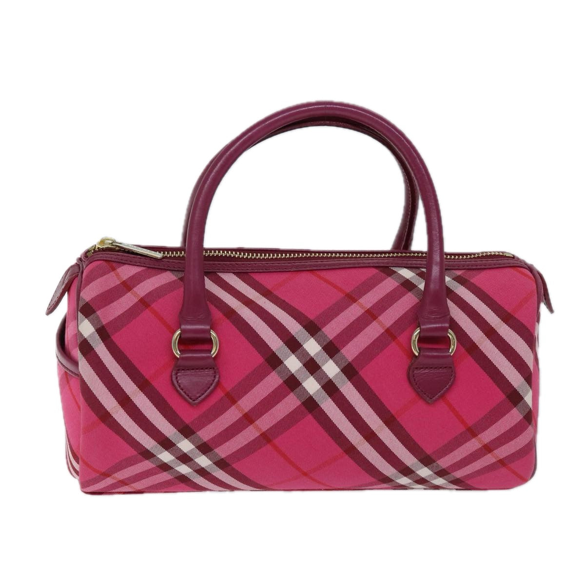 BURBERRY Nova Check Blue Label Hand Bag Canvas Pink Auth 71873