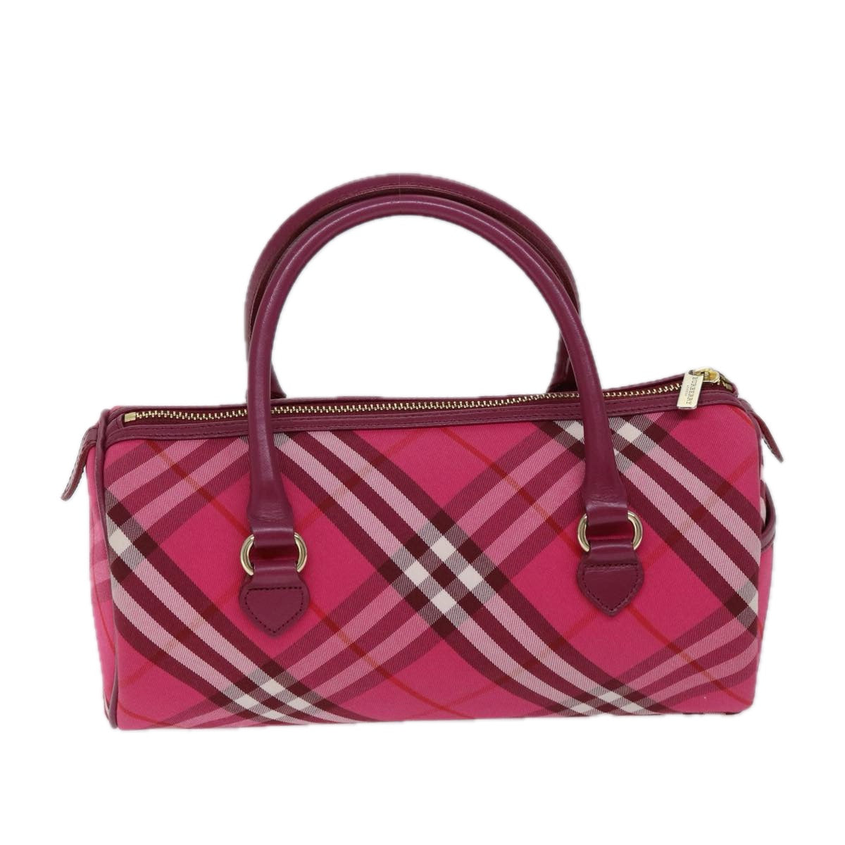 BURBERRY Nova Check Blue Label Hand Bag Canvas Pink Auth 71873 - 0