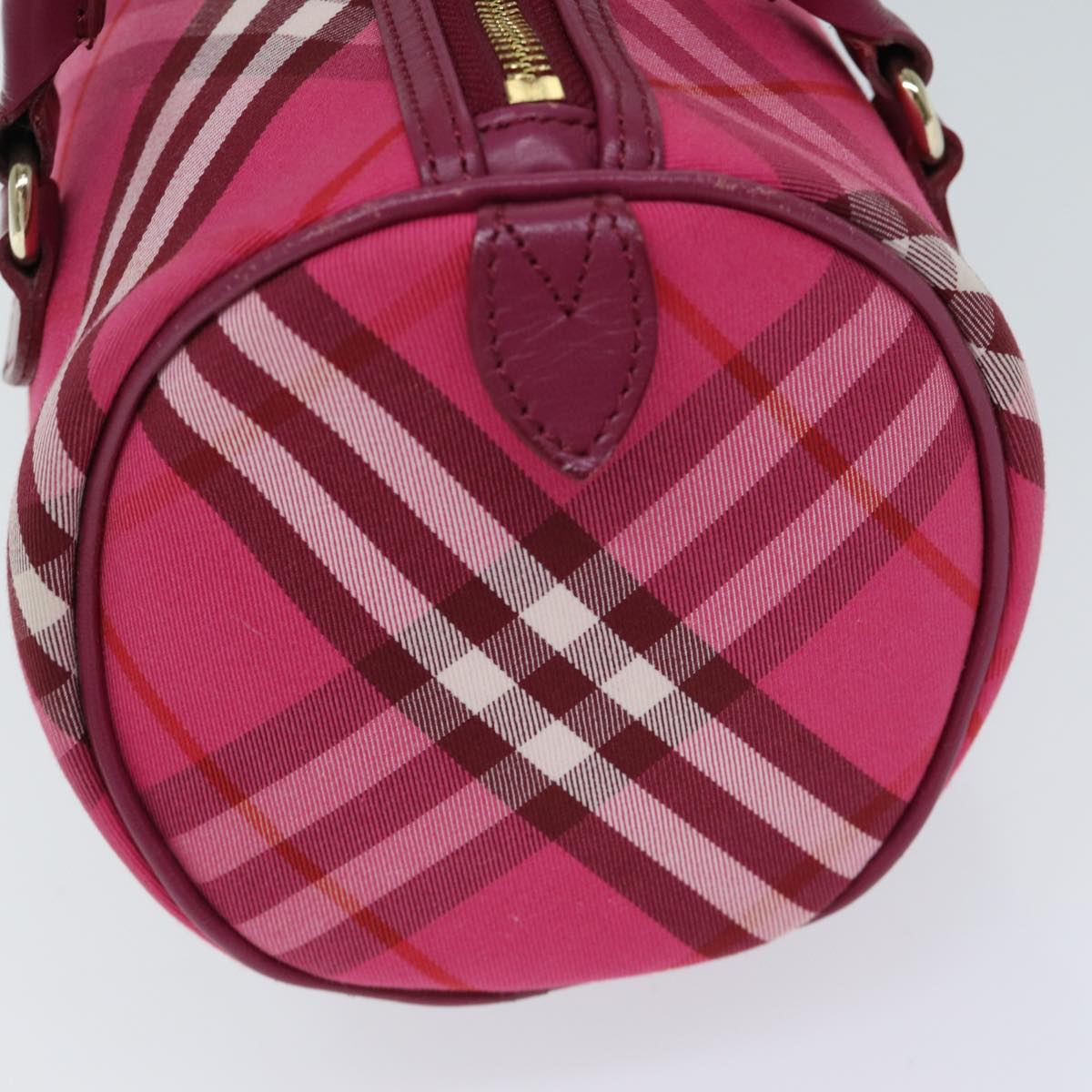 BURBERRY Nova Check Blue Label Hand Bag Canvas Pink Auth 71873