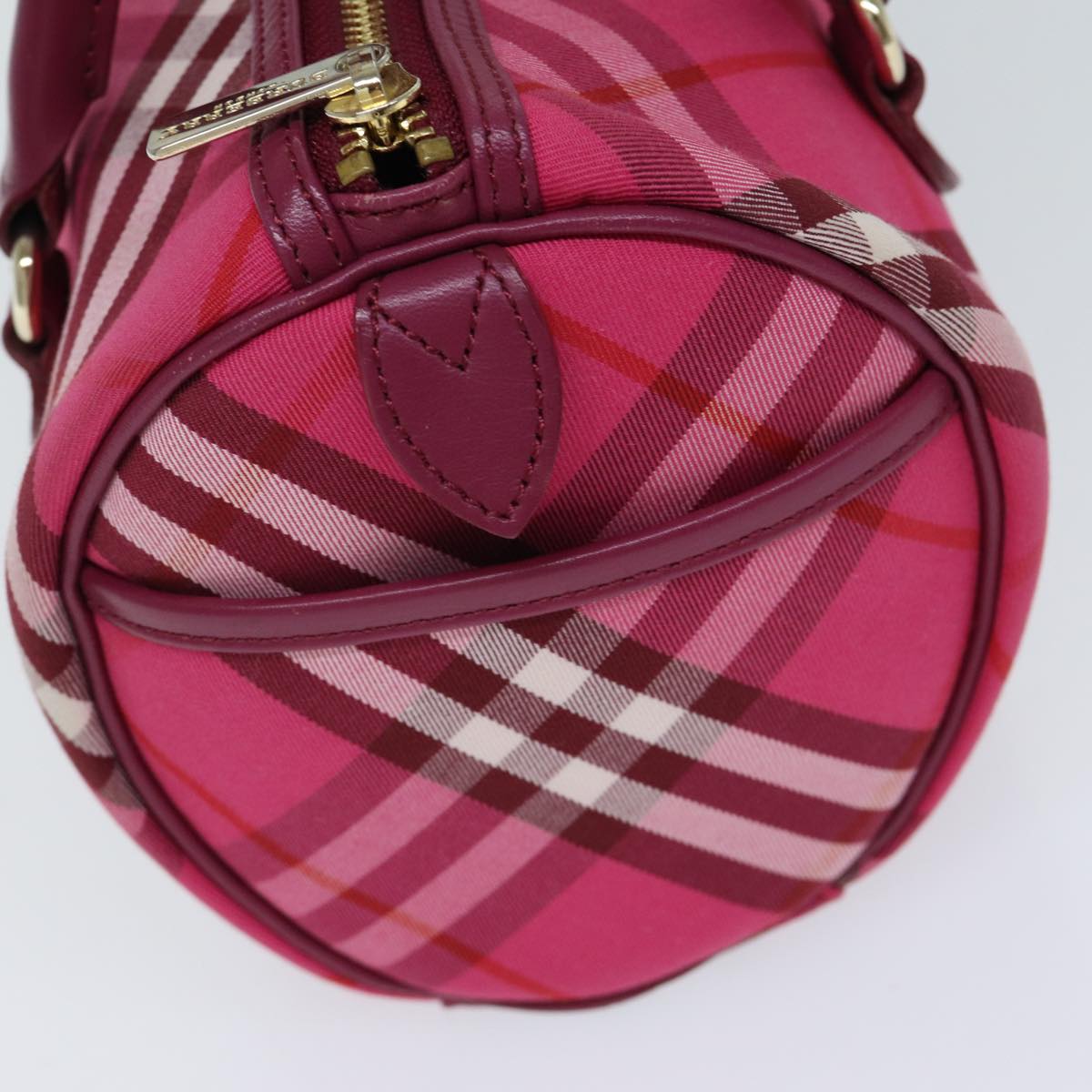 BURBERRY Nova Check Blue Label Hand Bag Canvas Pink Auth 71873