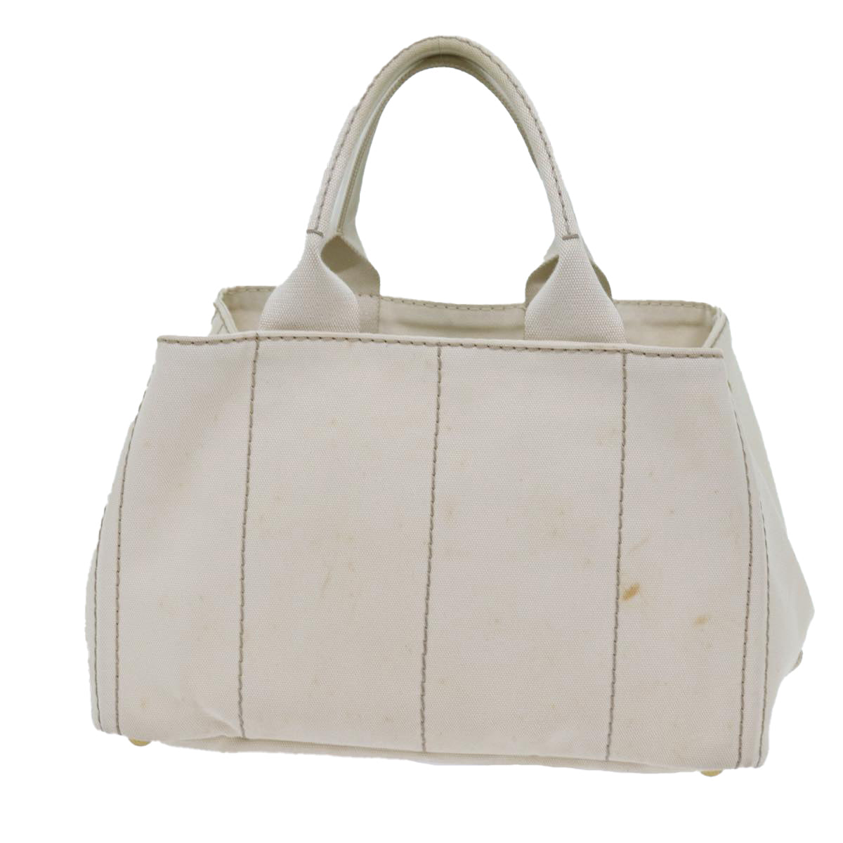 PRADA Canapa MM Hand Bag Canvas White Auth 71877 - 0