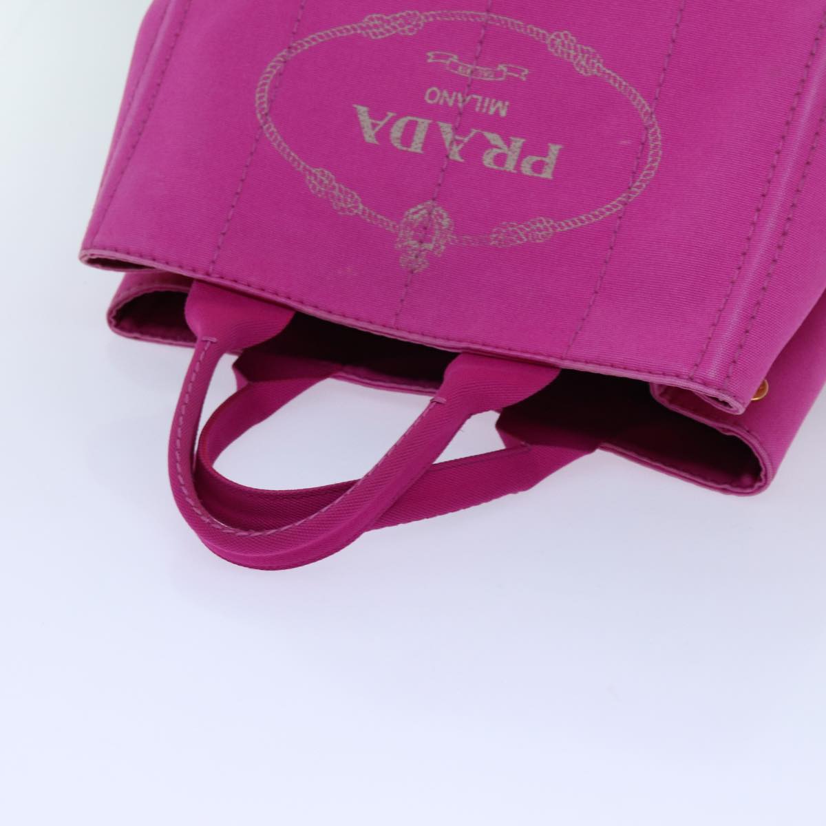 PRADA Canapa MM Hand Bag Canvas Pink Auth 71878