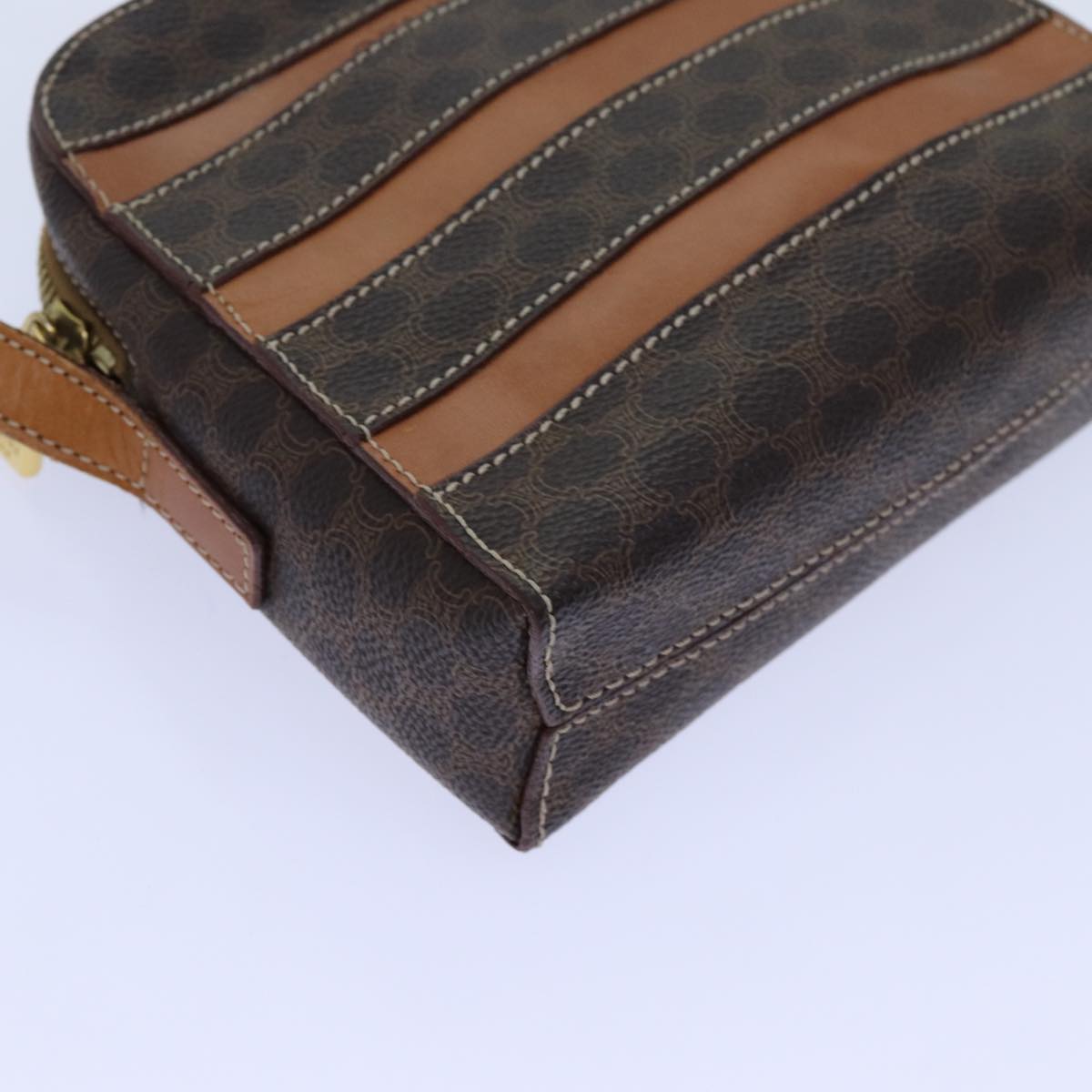CELINE Macadam Canvas Shoulder Bag PVC Brown Auth 71879