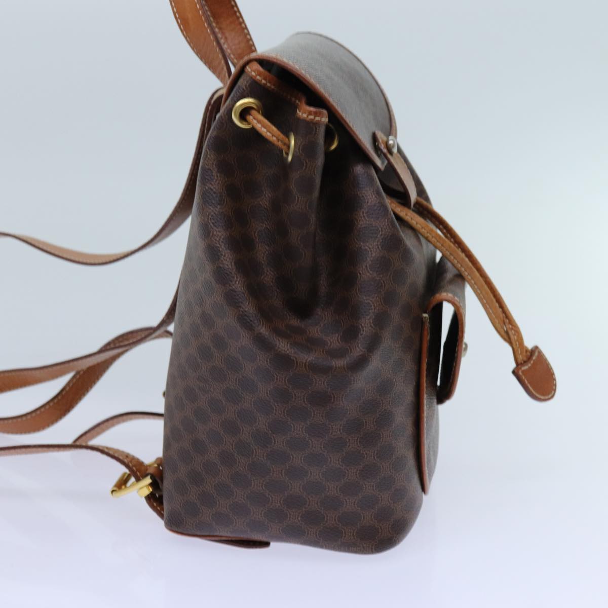 CELINE Macadam Canvas Backpack PVC Brown Auth 71899