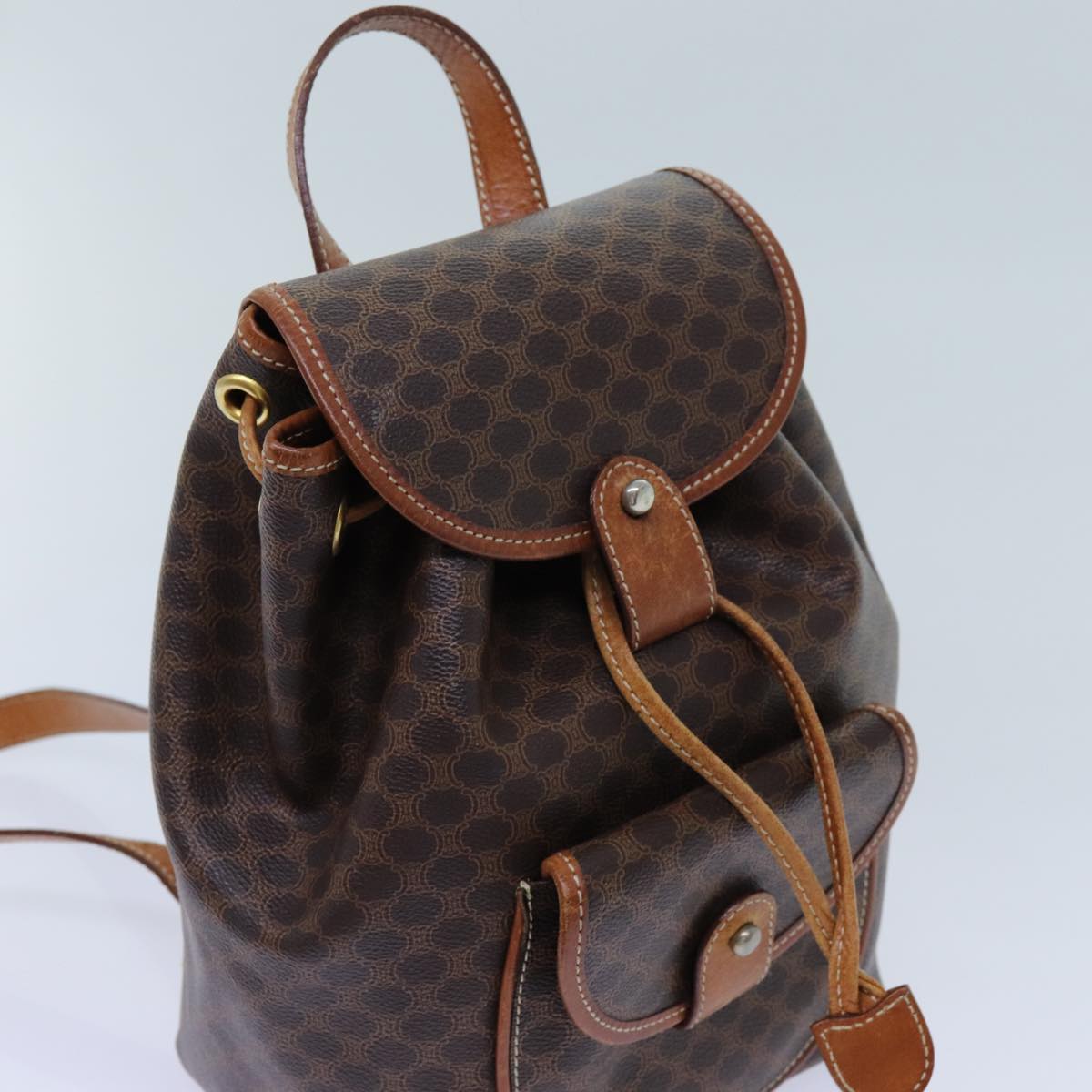 CELINE Macadam Canvas Backpack PVC Brown Auth 71899