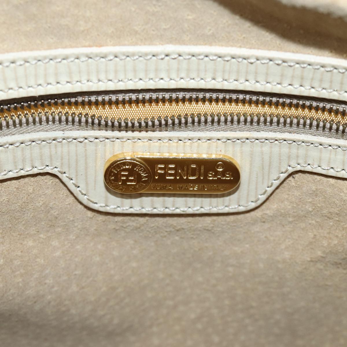 FENDI Zucca Canvas Hand Bag 2way Cream Auth 71902