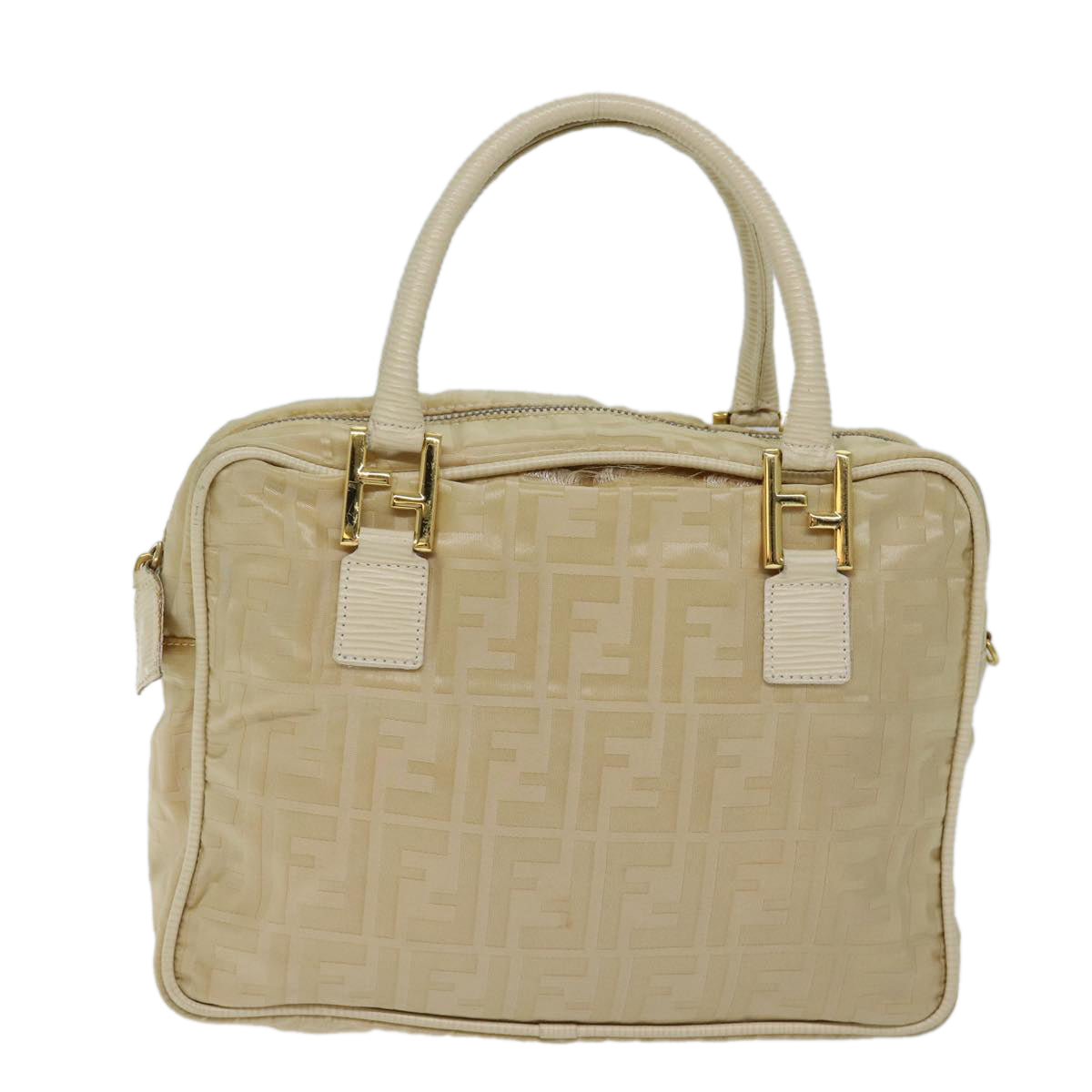 FENDI Zucca Canvas Hand Bag 2way Cream Auth 71902