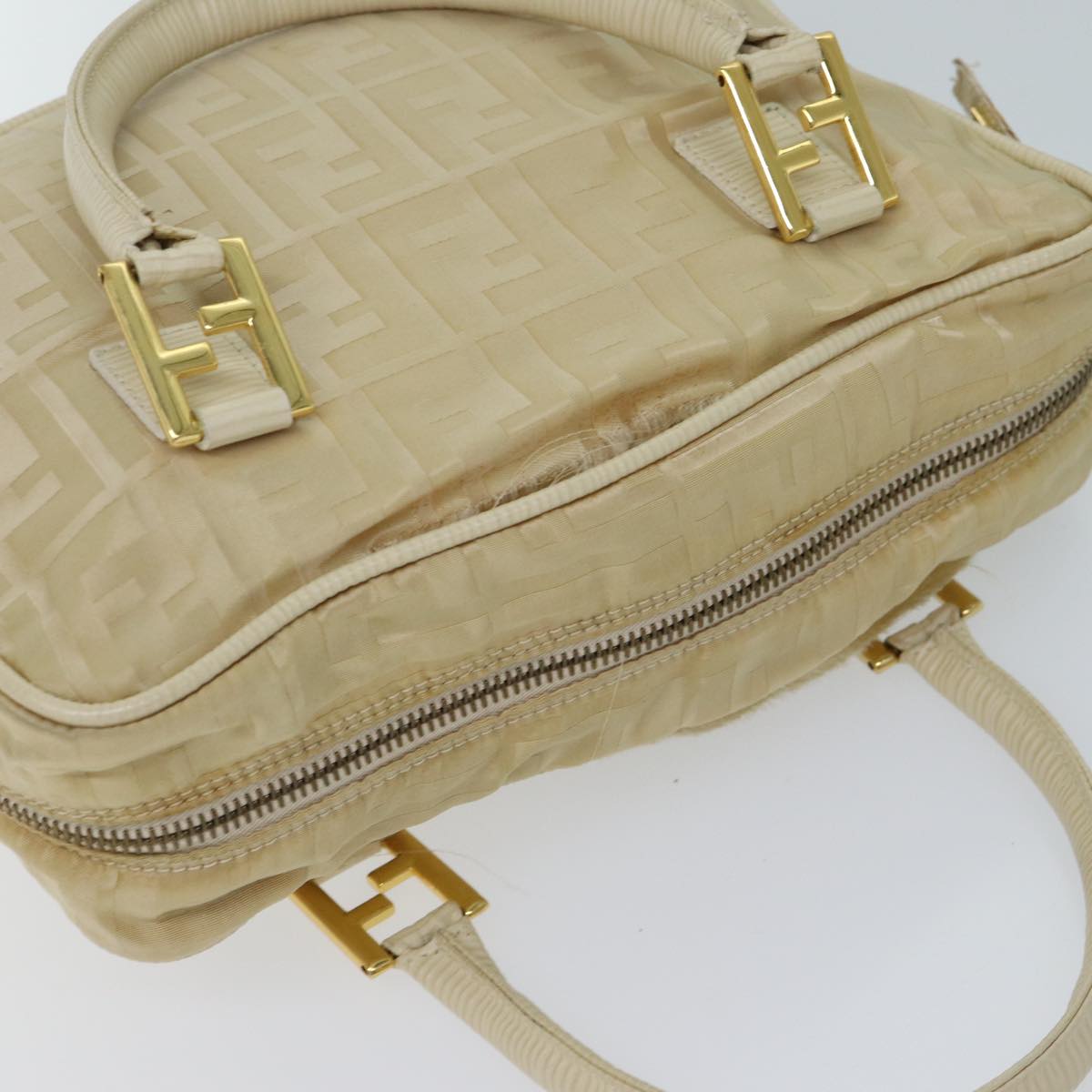 FENDI Zucca Canvas Hand Bag 2way Cream Auth 71902