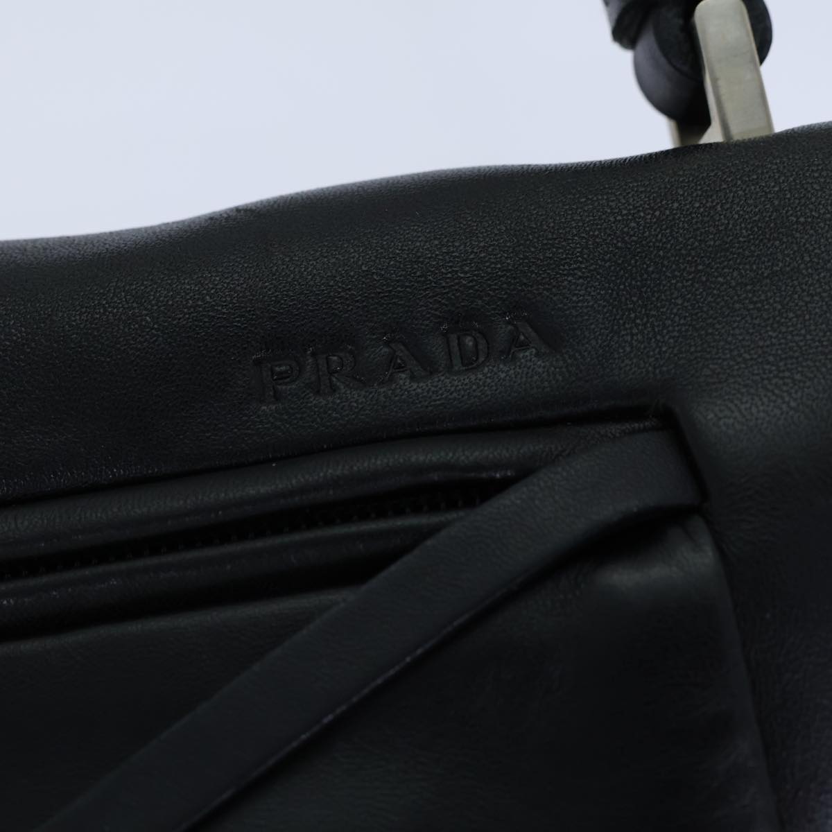 PRADA Shoulder Bag Leather Black Auth 71914