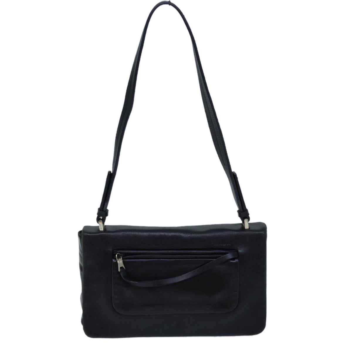 PRADA Shoulder Bag Leather Black Auth 71914