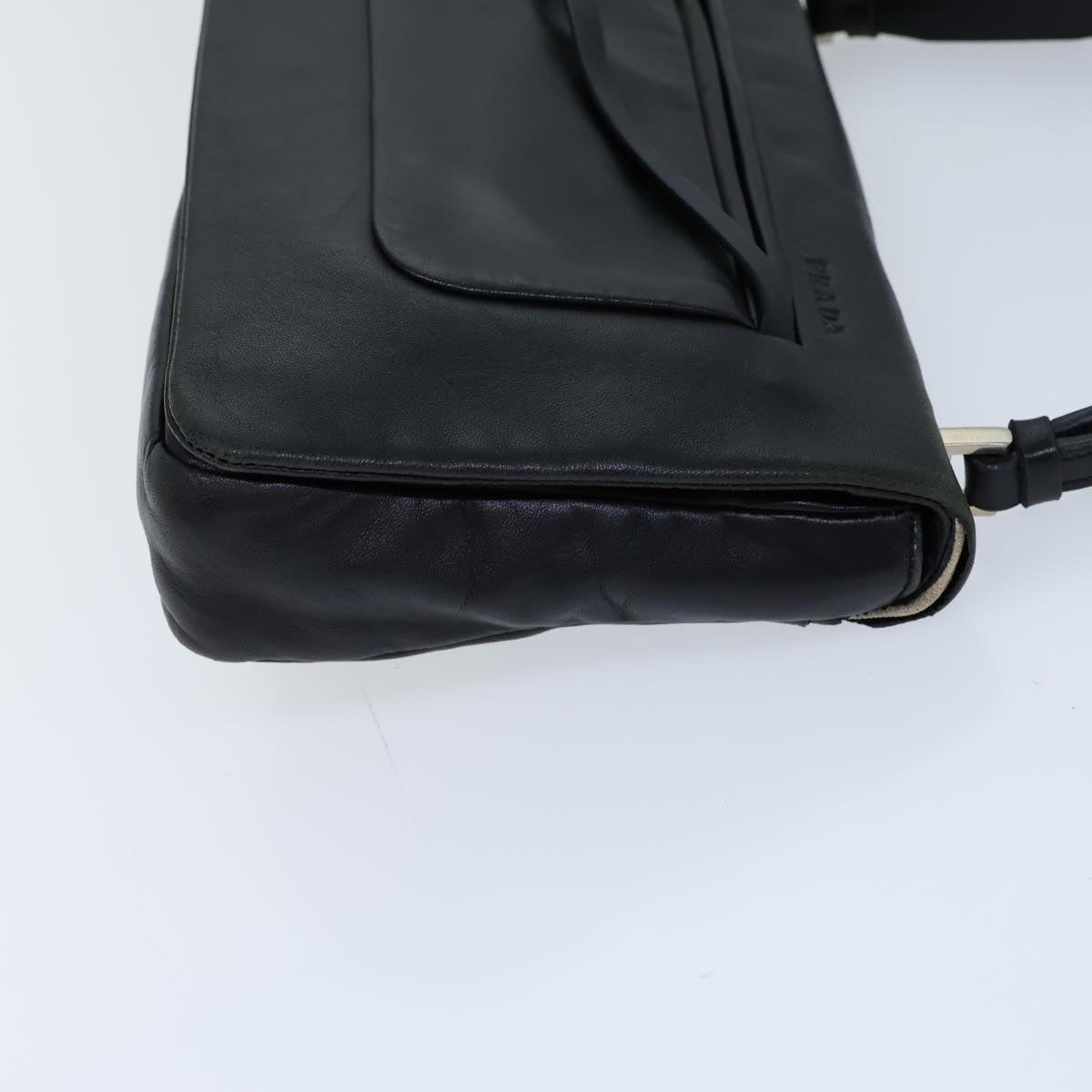 PRADA Shoulder Bag Leather Black Auth 71914