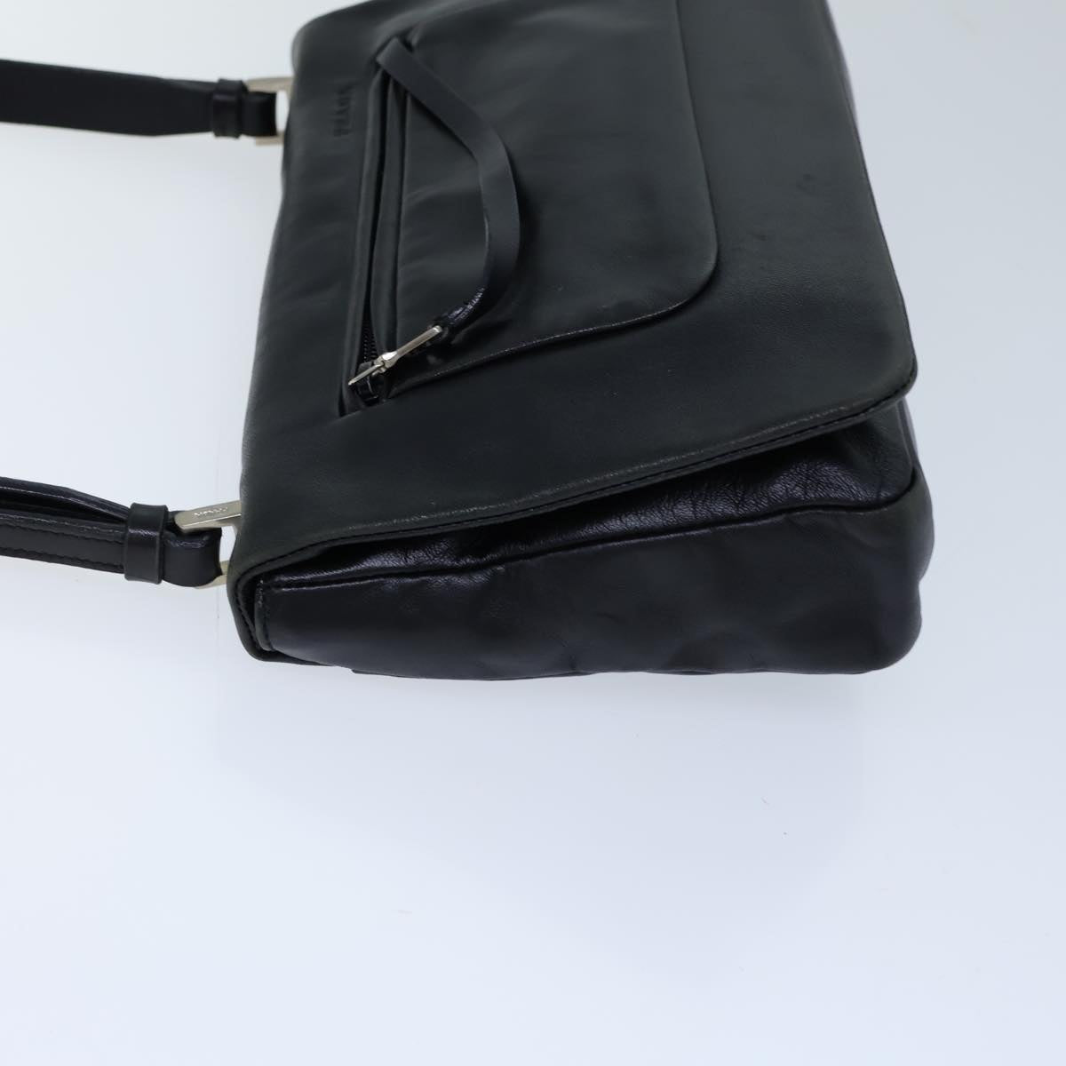 PRADA Shoulder Bag Leather Black Auth 71914