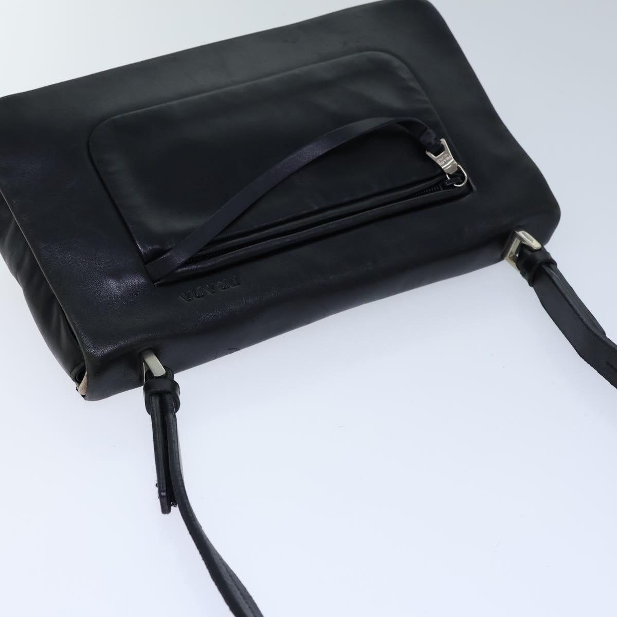 PRADA Shoulder Bag Leather Black Auth 71914