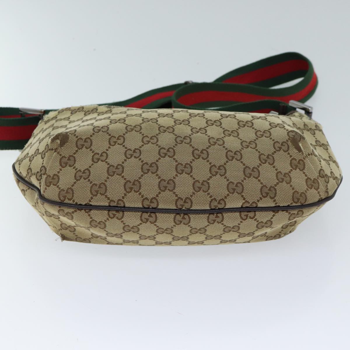 GUCCI GG Canvas Web Sherry Line Shoulder Bag Beige Red Green 181092 Auth 71918