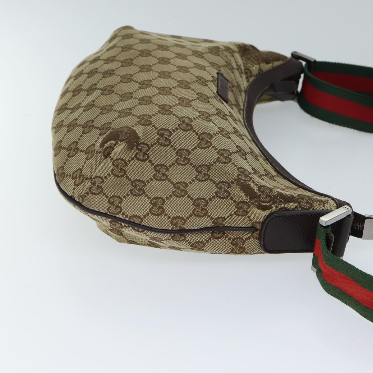 GUCCI GG Canvas Web Sherry Line Shoulder Bag Beige Red Green 181092 Auth 71918