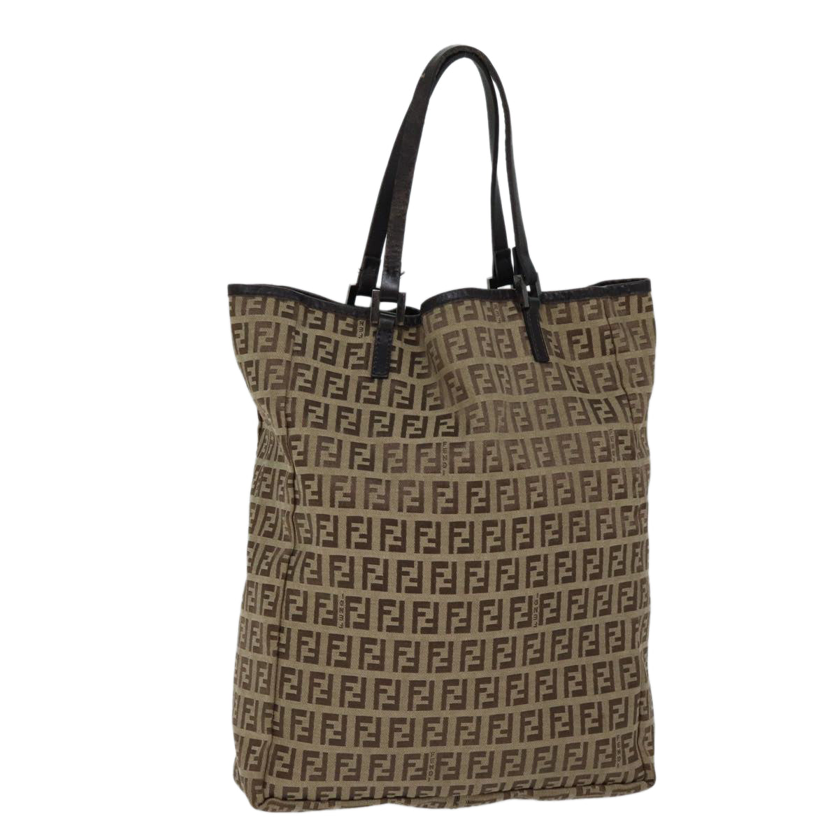 FENDI Zucchino Canvas Tote Bag Beige Auth 71920