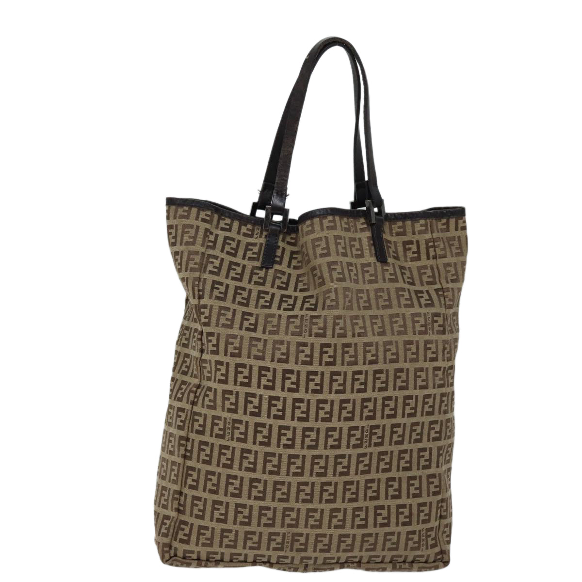 FENDI Zucchino Canvas Tote Bag Beige Auth 71920