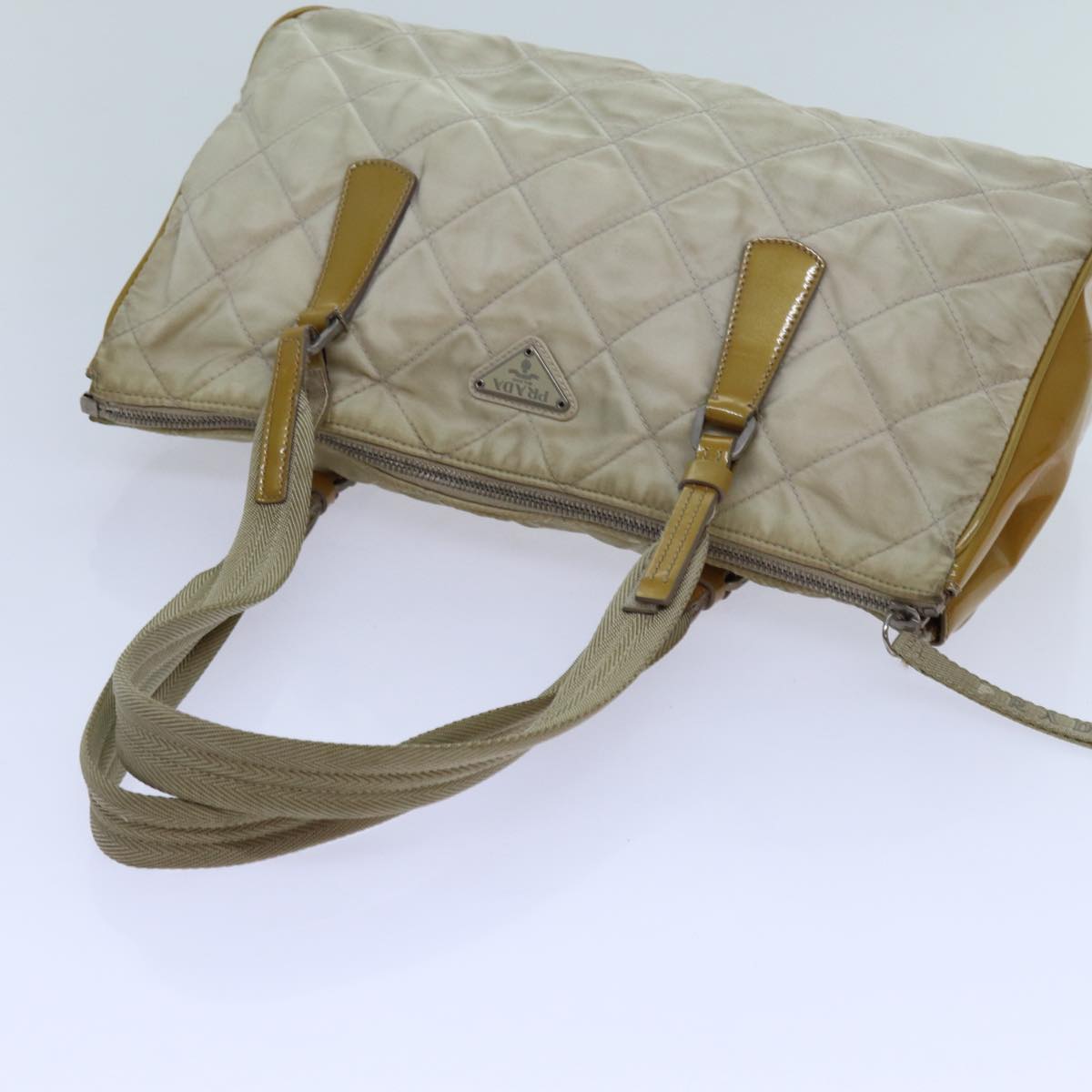 PRADA Shoulder Bag Nylon Beige Auth 72005