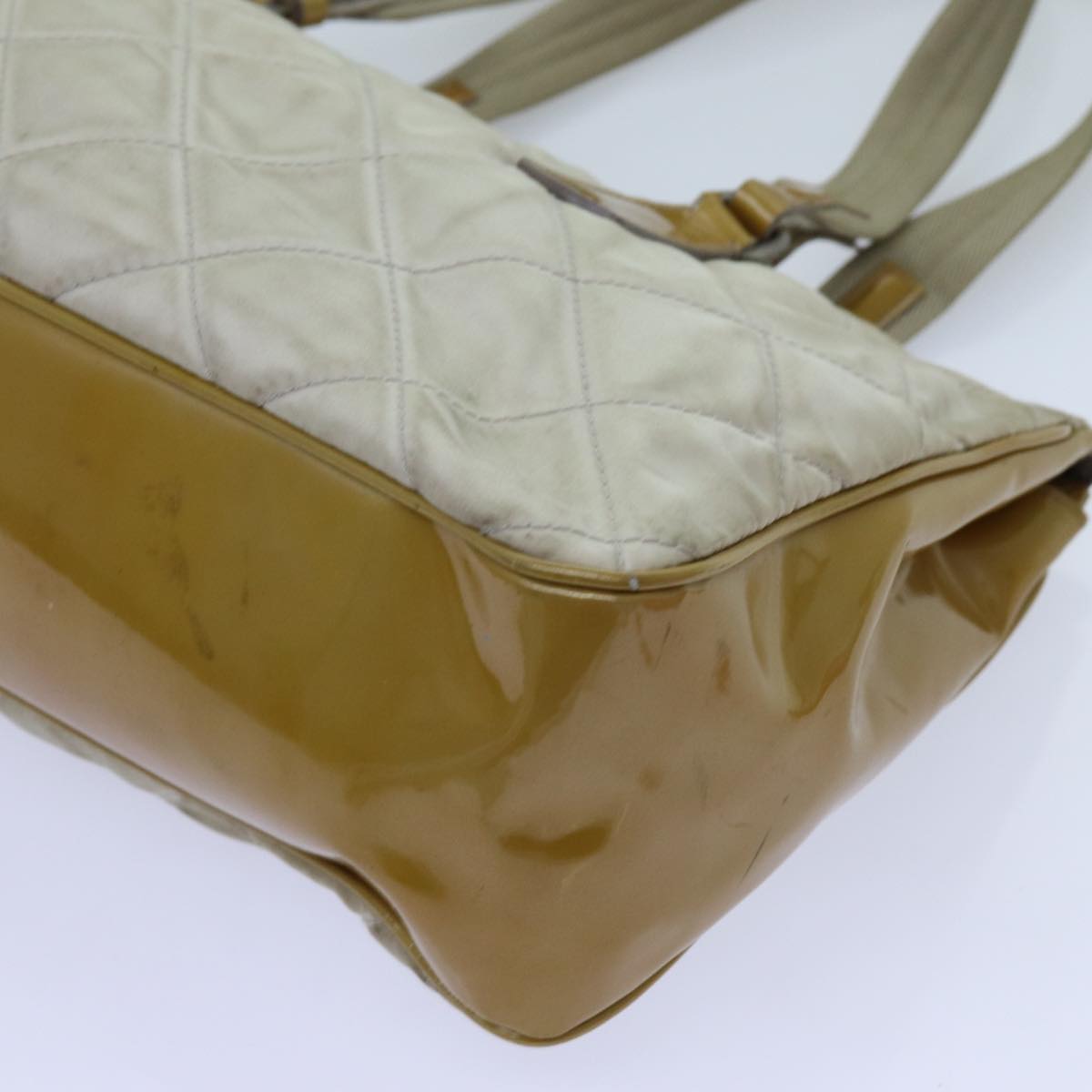 PRADA Shoulder Bag Nylon Beige Auth 72005