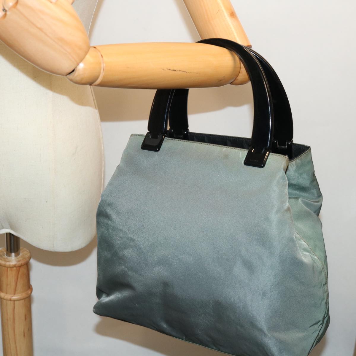PRADA Hand Bag Nylon Khaki Auth 72006