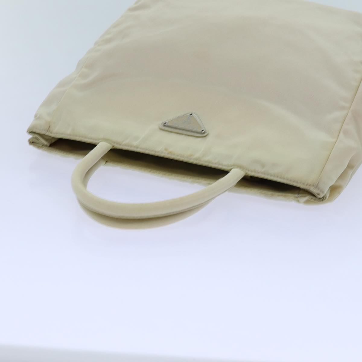 PRADA Hand Bag Nylon Beige Auth 72007