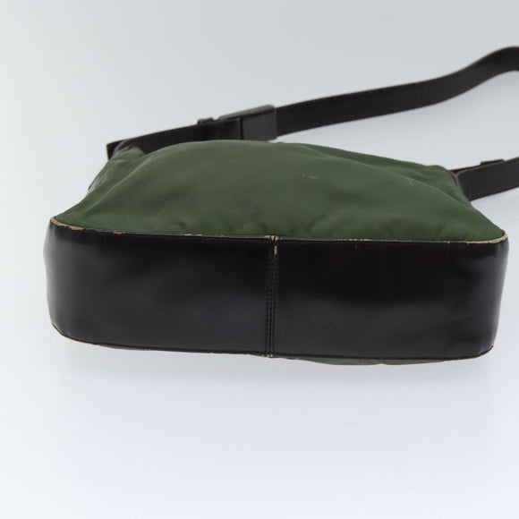 PRADA Schultertasche Nylon Khaki Auth 72009