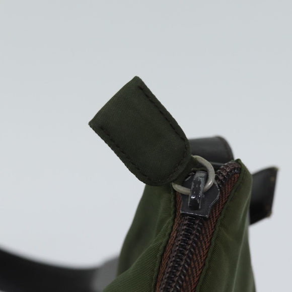 PRADA Schultertasche Nylon Khaki Auth 72009