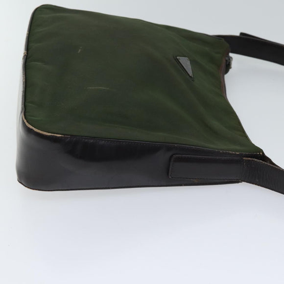 PRADA Schultertasche Nylon Khaki Auth 72009