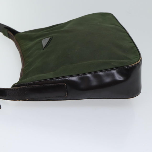 PRADA Schultertasche Nylon Khaki Auth 72009