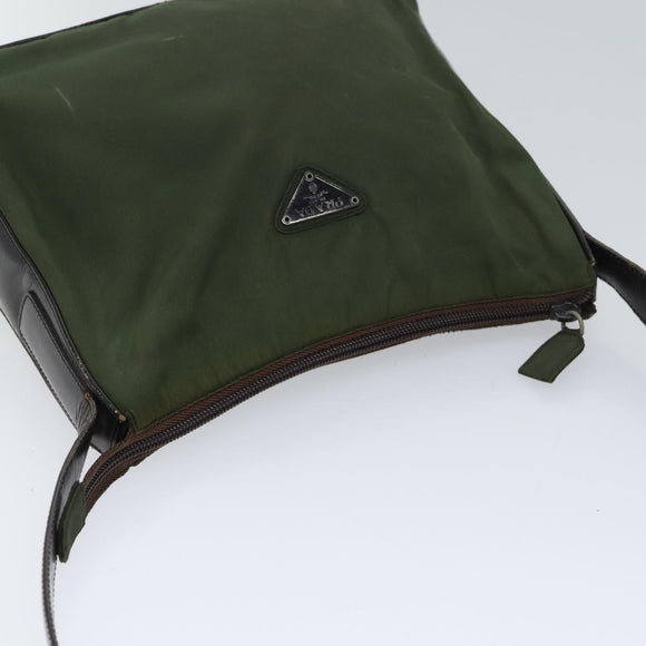 PRADA Schultertasche Nylon Khaki Auth 72009