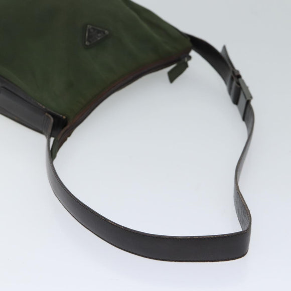 PRADA Schultertasche Nylon Khaki Auth 72009