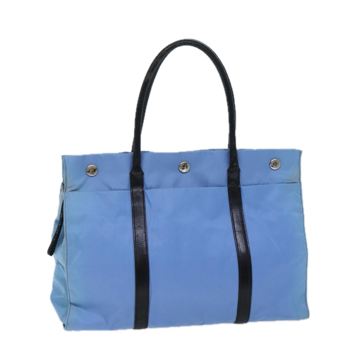 PRADA Hand Bag Nylon Light Blue Black Auth 72011