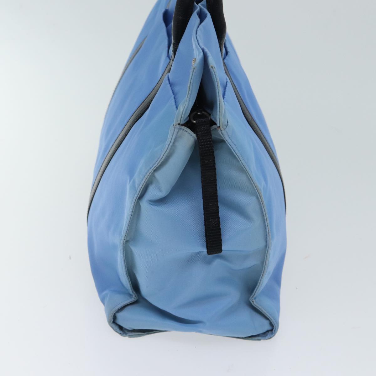 PRADA Hand Bag Nylon Light Blue Black Auth 72011
