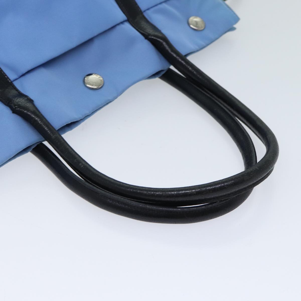 PRADA Hand Bag Nylon Light Blue Black Auth 72011