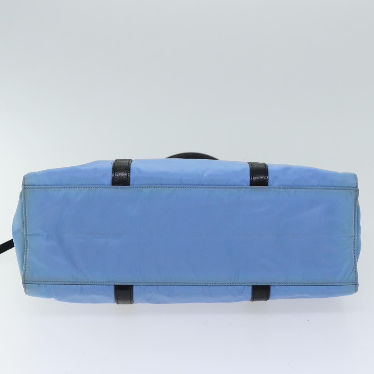 PRADA Hand Bag Nylon Light Blue Black Auth 72011