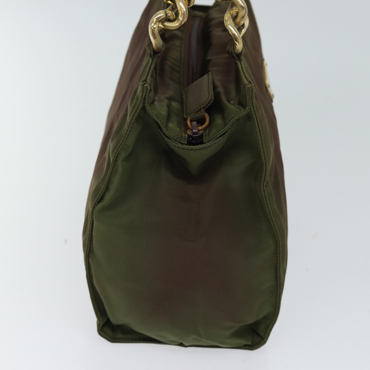 PRADA Hand Bag Nylon Khaki Auth 72012