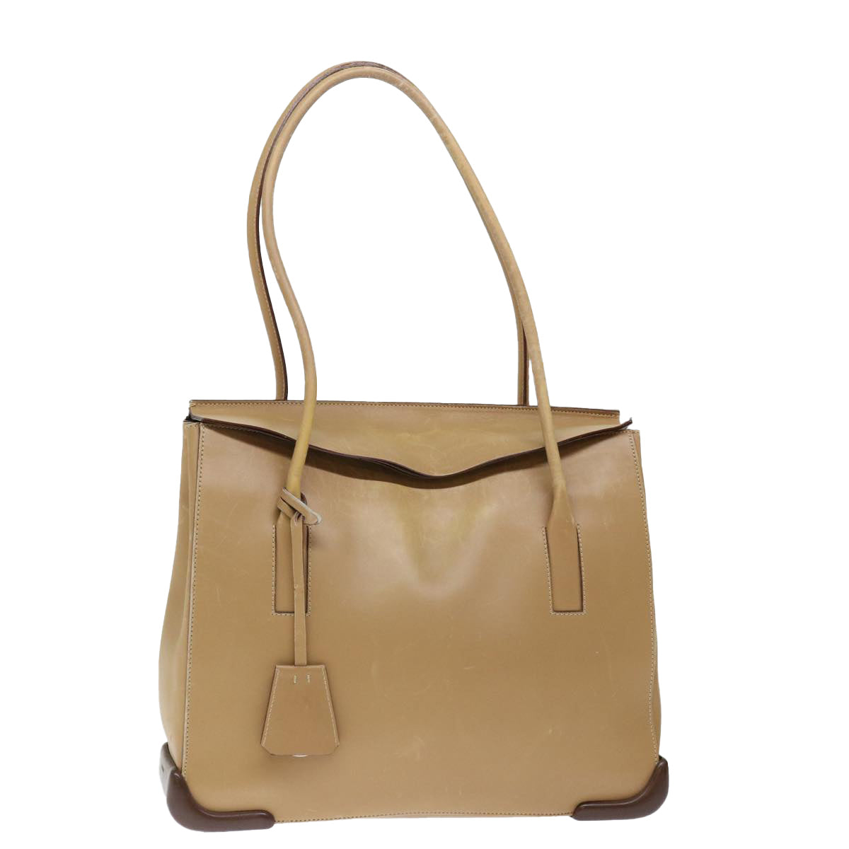 PRADA Shoulder Bag Leather Khaki Auth 72013