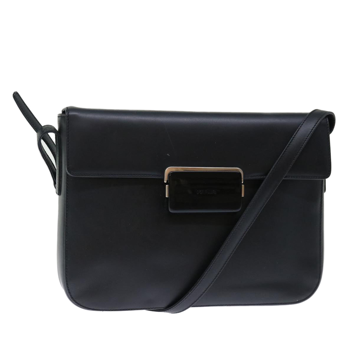 PRADA Shoulder Bag Leather Black Auth 72022