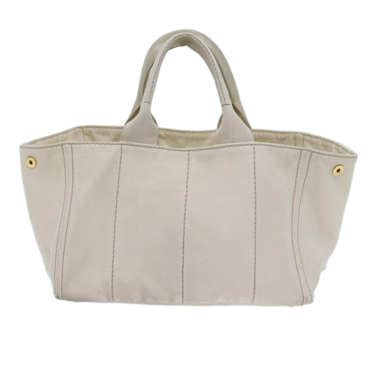 PRADA Canapa MM Hand Bag Canvas Beige Auth 72023