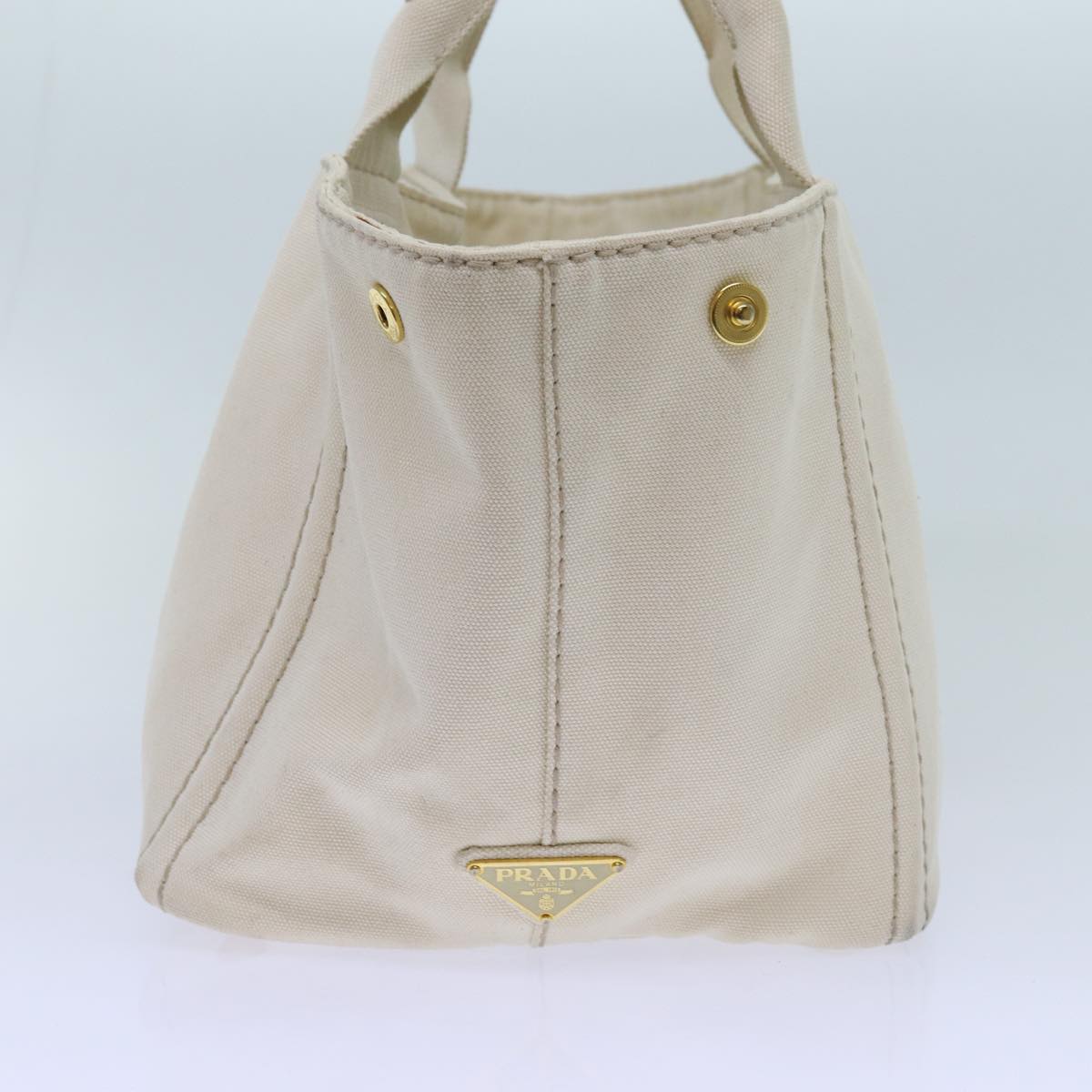 PRADA Canapa MM Hand Bag Canvas Beige Auth 72023