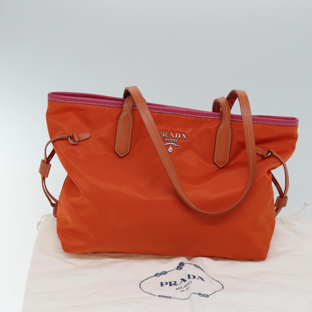 PRADA Tote Bag Nylon Orange Auth 72024
