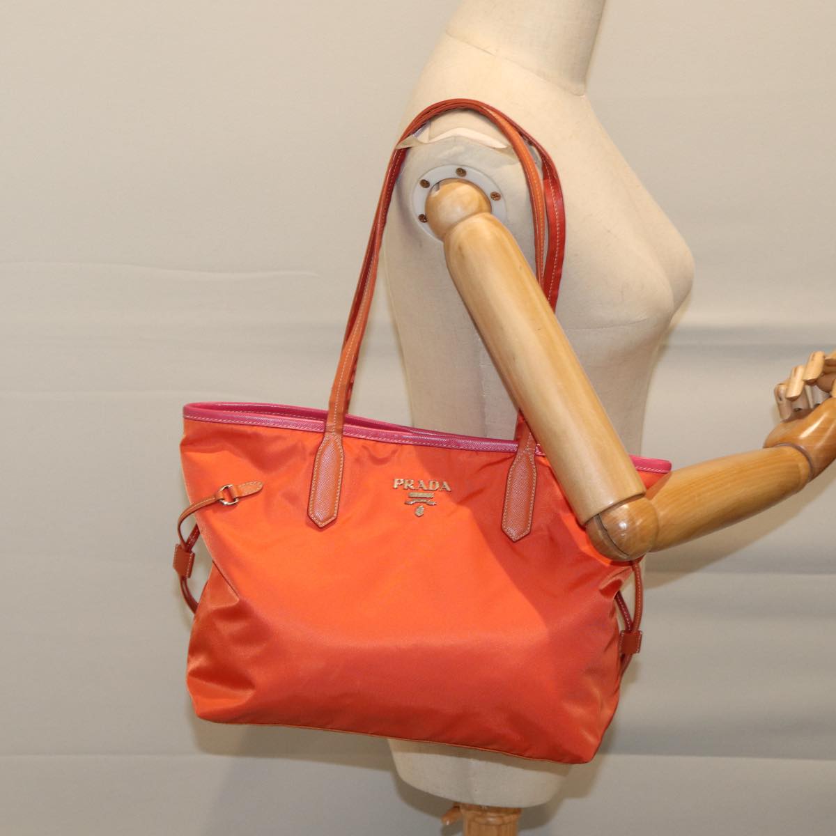 PRADA Tote Bag Nylon Orange Auth 72024