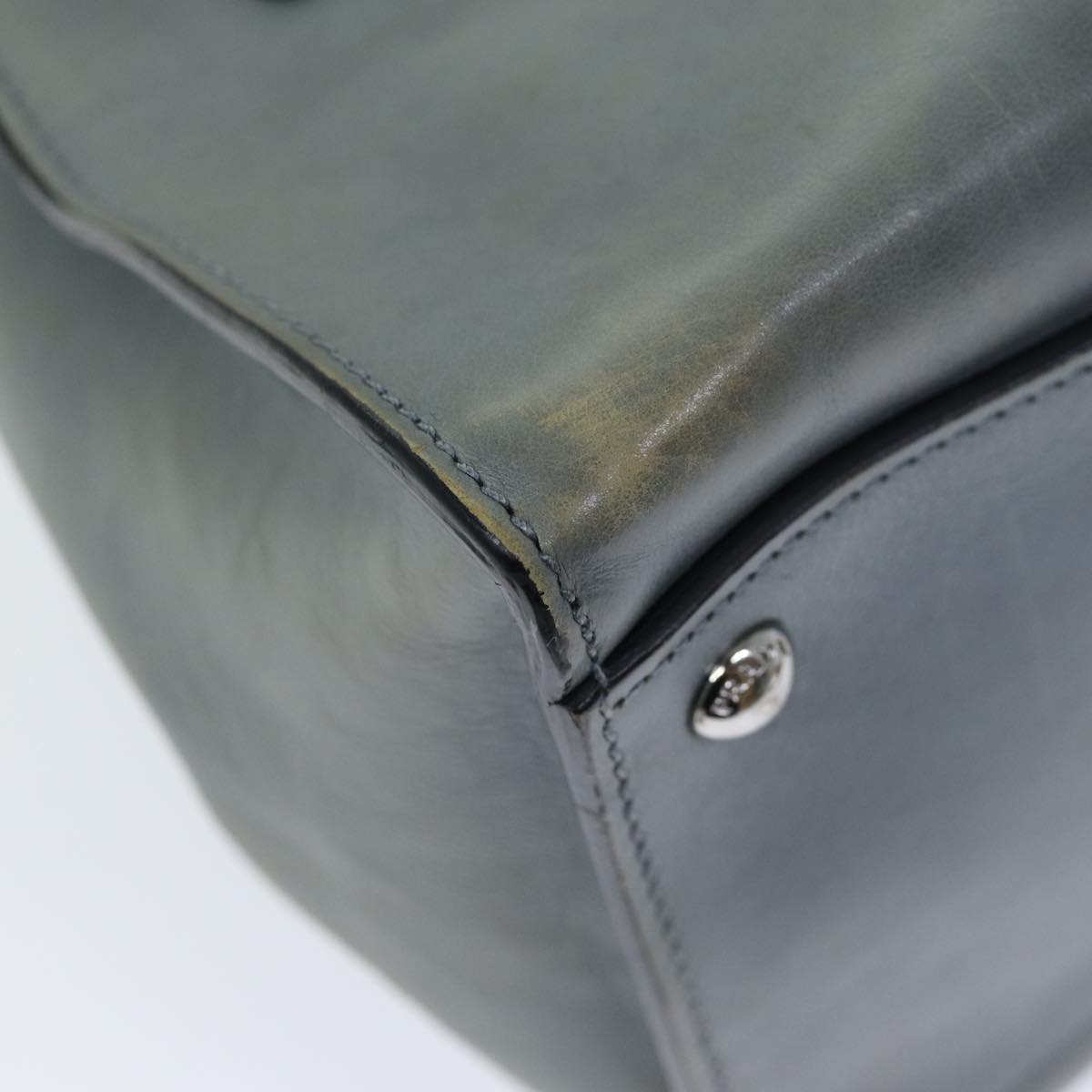 PRADA Hand Bag Leather 2way Gray Auth 72026